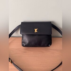 Vintage 80s 90s Paloma Picasso Italian Genuine Black Leather Crossbody Bag